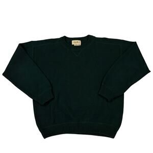 Vintage Eddie Bauer Dad Sweater Mens Medium Green Knit Crewneck Minimalist Y2K